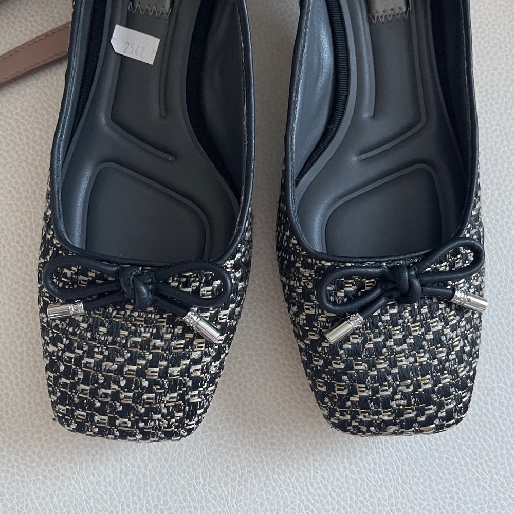 Franco Sarto Natalia Pump Black and Gold Tweed Shoes - Picture 2 of 11